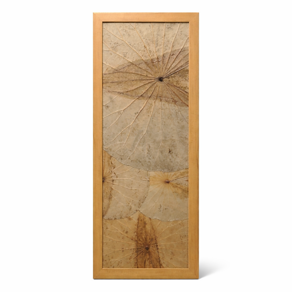 Framed Lotus Leaf Art Panel – Natural Botanical Wall Décor