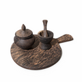 Khmer Palm Wood Spice & Serving Set – Round Artisan Board Collection