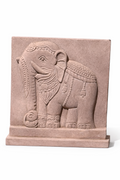 Hand-Carved Sandstone Elephant Relief Panel – Traditional Decorative Art